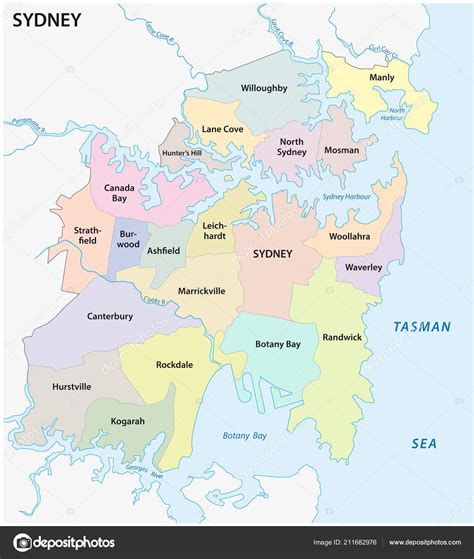 Sydney Mapa Vectorial Administrativo Político Vector Gráfico Vectorial