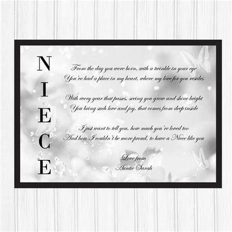 Niece Gifts Personalised Birthday Gifts For Niece Butterfly Poem PRINT ONLY EBay