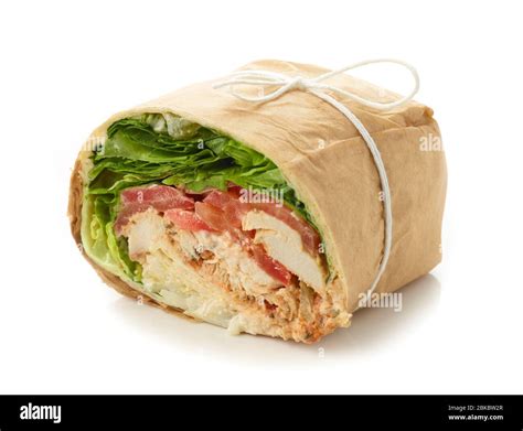 Chicken Wrap Sandwich Isolated On White Background Stock Photo Alamy
