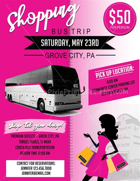 Shopping Bus Trip Event Flyer Personalized And Printable Etsy