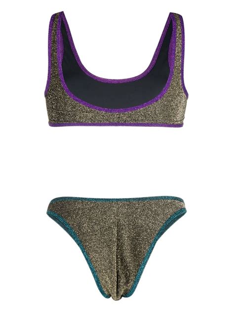 Reina Olga Coolio Lurex Detail Bikini Set Farfetch