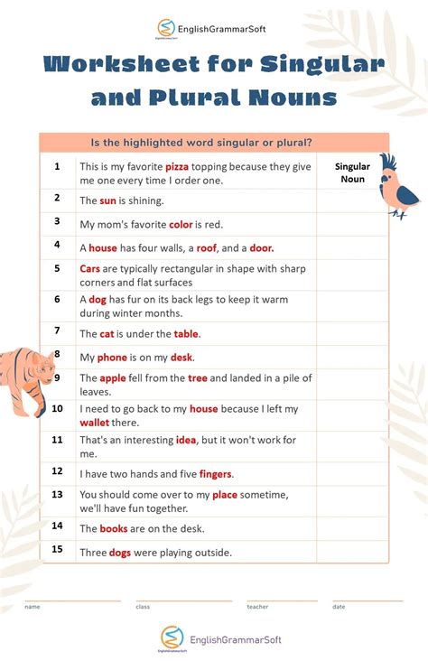 Singular And Plural Nouns Worksheets Plural Nouns Worksheet Nouns