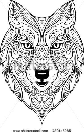 Contact wolf memes on messenger. Vector hand drawn doodle wolf head illustration. Zentangle ...