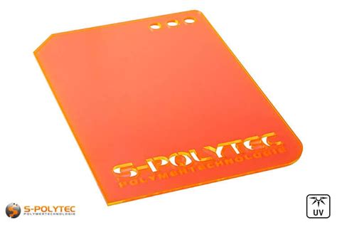 Acrylic Glass Orange Fluorescent Laser Cut S Polytec