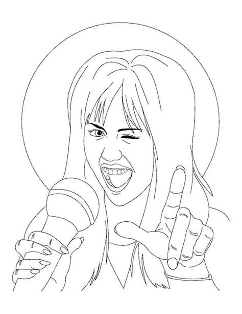 Desenhos De Hannah Montana Cantando 4 Para Colorir E Imprimir