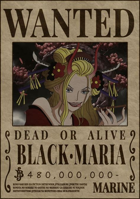 Black Maria Bounty One Piece Wanted Anime Manga One Piece Bounties