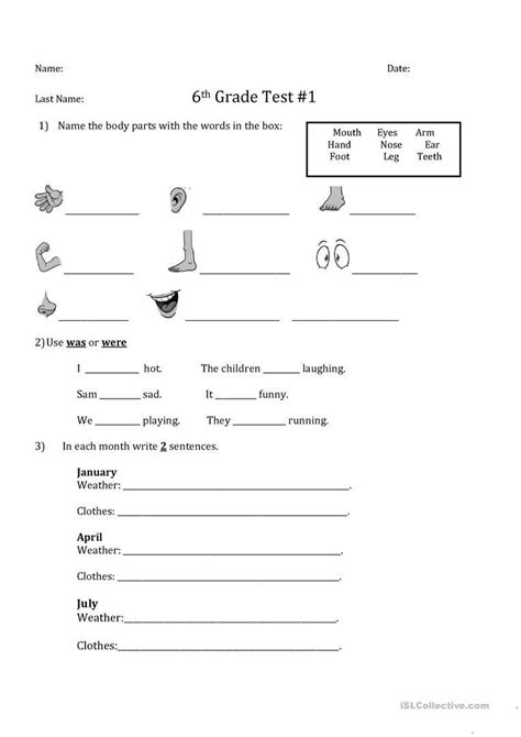 Grammar Worksheet 6th Grade