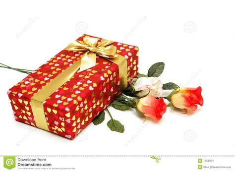 Some guys like gifts, some guys don't. Gift Box And Bunch Of Flowers Stock Photo - Image of ...