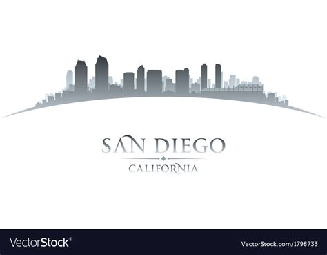 San Diego California City Skyline Silhouette Vector Image