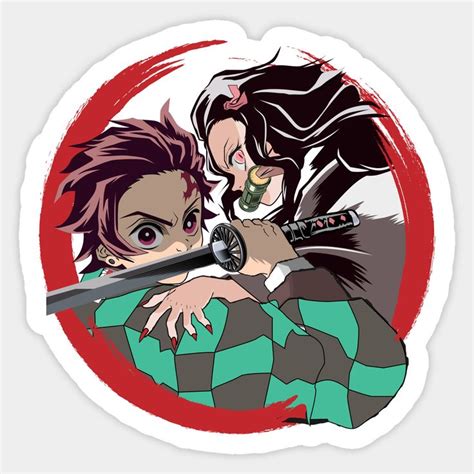 Demon Slayer Anime Tanjiro And Nezuko Sticker Pegatinas Bonitas The