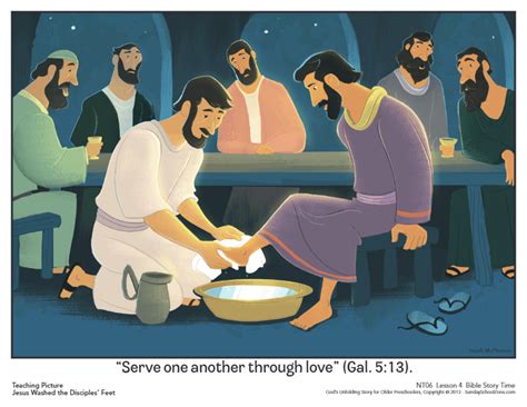 Jesus Washed The Disciples Feet Teaching Picture Childrens Bible