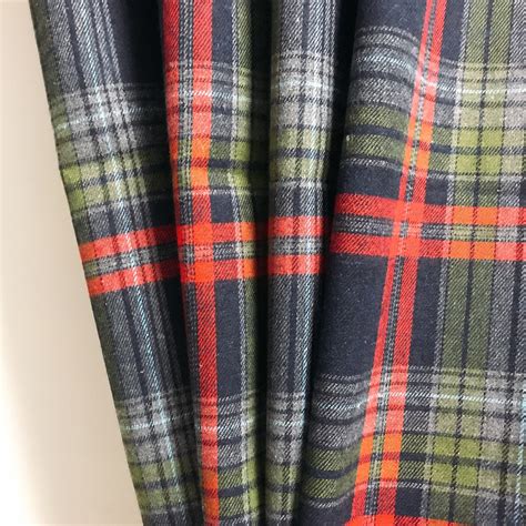 Vintage Navy Tartan Plaid Pattern Curtain Check Wool Blends Etsy