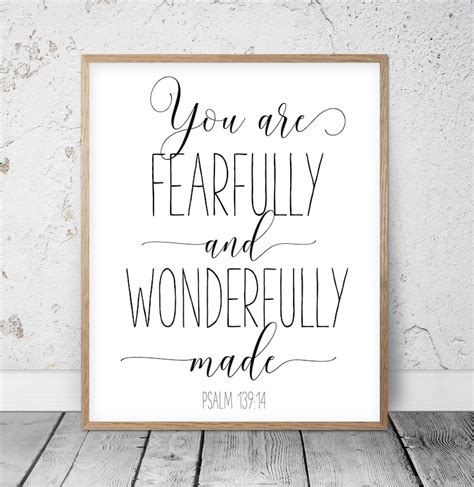 You Are Fearfully And Wonderfully Made Psalm 13914 Bible Etsy