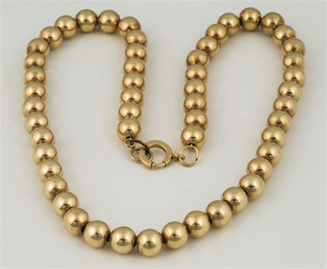 Lot 95 14k Gold Bead Necklace Willis Henry Auctions Inc