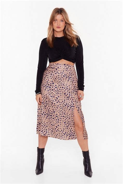 Plus Size Leopard Print Midi Skirt Leopard Print Skirt Leopard Skirt