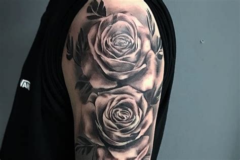 Upper Arm Rose Tattoos For Women