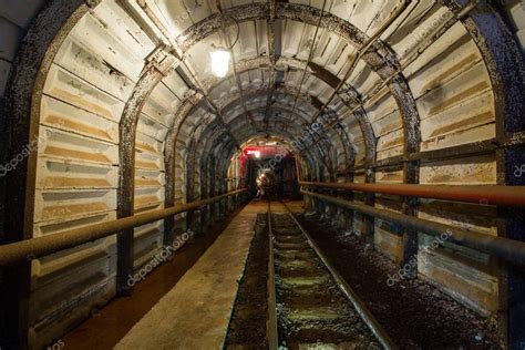 Underground Emerald Ore Mine Shaft Tunnel Gallery Passage With Light
