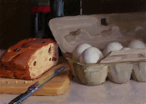 Wang Fine Art Still Life With Eggs And Bread 5x7 In