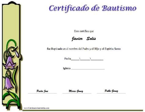Certificado De Bautismo Para Imprimir Los Certificados Gratis Para