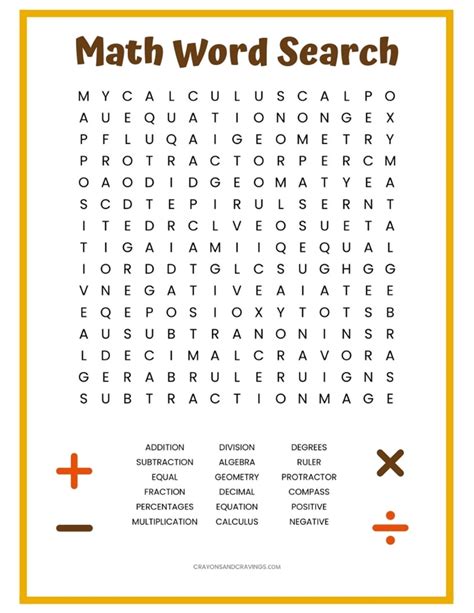 Free Math Word Search Printable Printable Word Searches