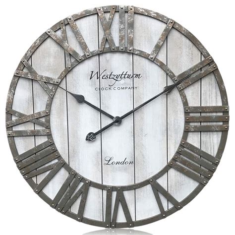 Buy Westzytturm Extra Large Wall Clock Wood Rustic Farmhouse Vintage