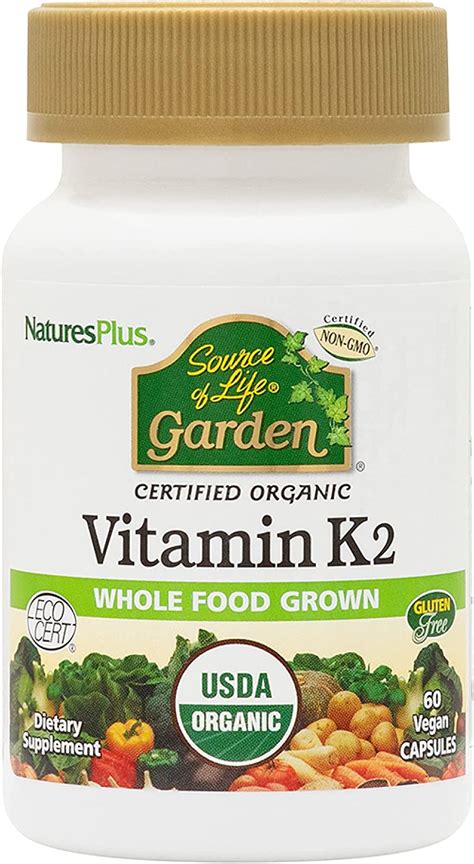 buy naturesplus source of life garden فيتامين k2 العضوي المعتمد 120 مكغ ، 60 كبسولة نباتية