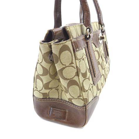 Coach 11589 Medium Carry All Signature Tote Bag Brown Canvasleather