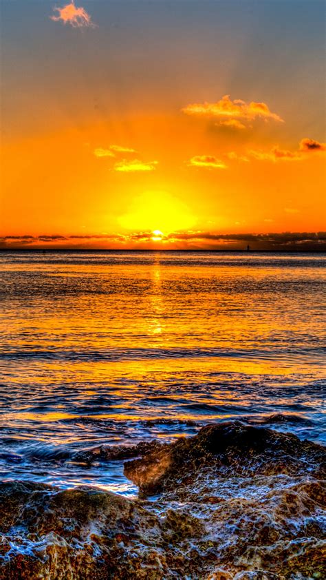 Download Wallpaper 1440x2560 Sunset Horizon Sea Surf