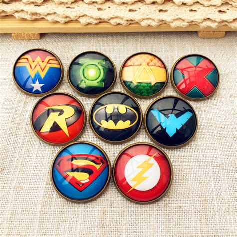 Superhero Badge Button Pin Justice League Badge Pin Button Etsy