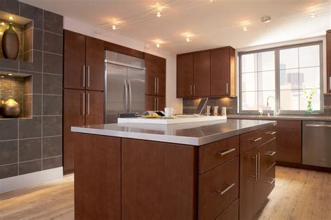 Your cabinets can make a huge statement. Contemporary Lausanne Slab Cabinets and Island Kitchen ...