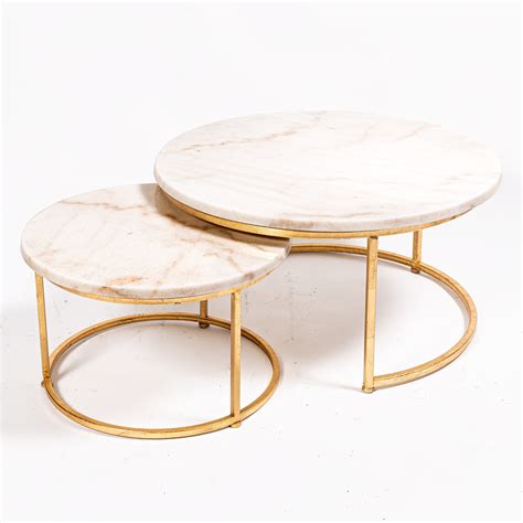 Real Marble Golden Nest Coffee Tables Gold Round Coffee Table Etsy