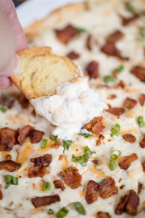 Ooey Gooey Cheesy Hot Bacon Dip Served With Crostini