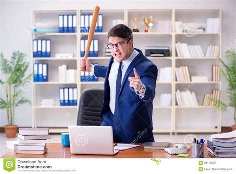 The Angry Aggressive Businessman In The Office Stock Photo Image Of