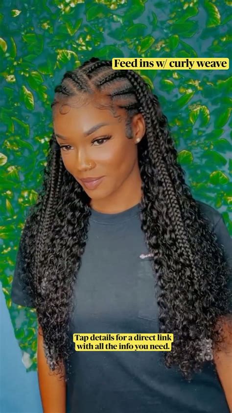Feed Ins W Curly Weave Box Braids Hairstyles For Black Women Hair