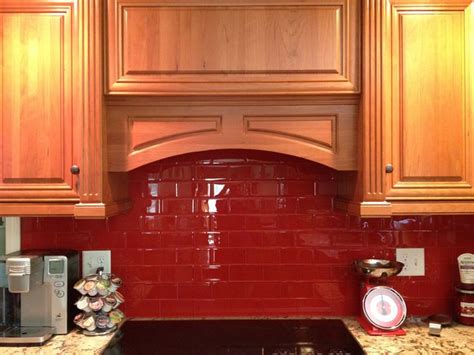 Red Kitchen Backsplash Modern How To Background Subway Tile Mosaic