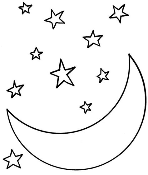Moon At Starry Night Coloring Page Coloring Sky