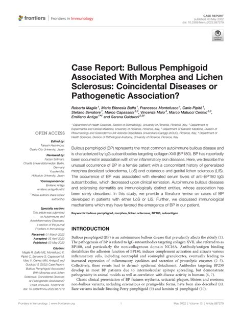 Pdf Case Report Bullous Pemphigoid Associated With Morphea And