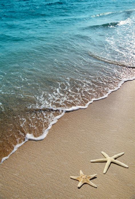 Two Starfish On A Beach Beach Wallpaper Beach Scenes Ocean Wallpaper