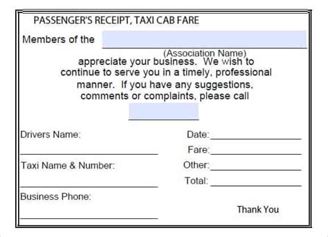 7 Taxi Receipt Templates Word Excel Pdf Formats