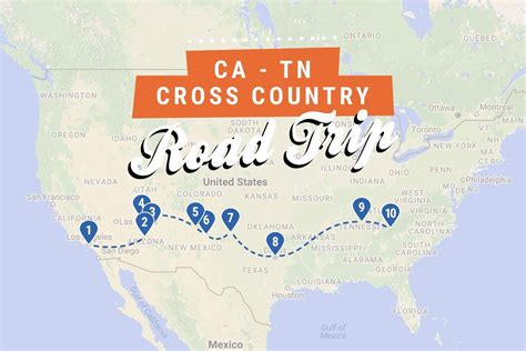 California To Tennessee Cross Country Road Trip Map Cross Country