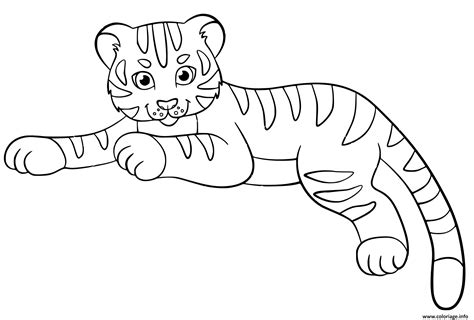 Coloriage Bebe Tigre Cute Enfants JeColorie Com