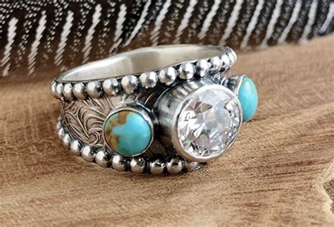Turquoise Wedding Ring For Women Sterling Silver Turquoise Ring