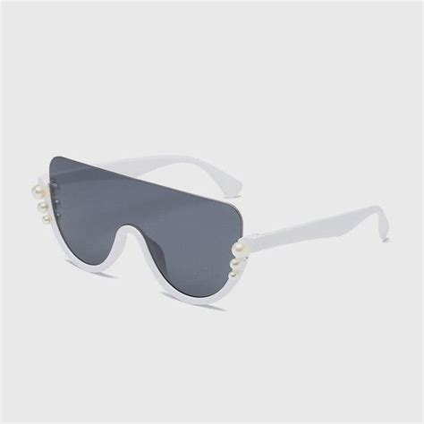 Pearl Cat Eye Oversized Sunglasses Half Rimless Uv400 Ew0299 Cat Eye