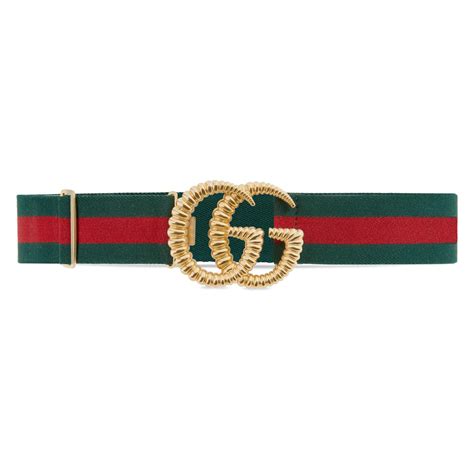 Gucci Gg Marmont Web Belt In Greenred Green Lyst