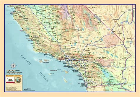 Road Map Of Southern California Including Santa Barbara Los Map Of