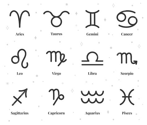 Ícones Dos Signos Do Zodíaco Símbolos Do Horóscopo Astrológico Signos