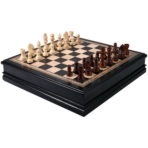 Kavi Inlaid Wood Chess Board Game With Weighted Wooden Pieces Large 18