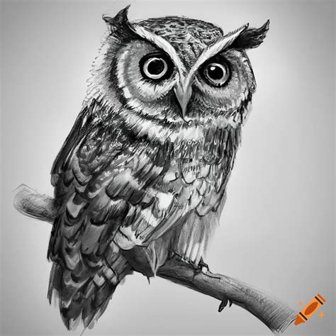 Sketch Of An Owl In Black And White