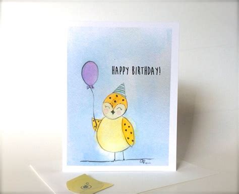 Bird Birthday Card Art Birthday Card Watercolor Birthday Etsy