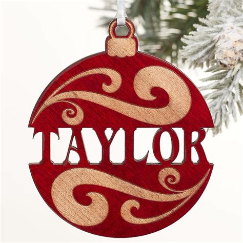 Personalized Red Wood Name Ornament Christmas Clearance